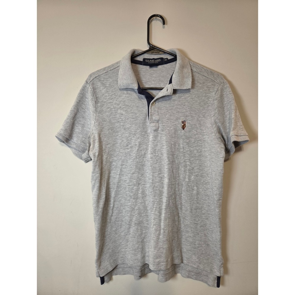 US Polo Assn Mens XS Heather Grey Luxury Feel Short Sleeve Polo Shirt Logo